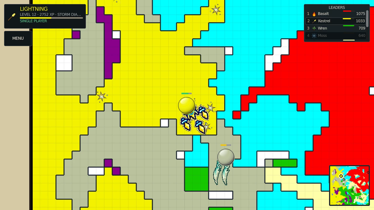 An elemental fighter battling for colorful territory