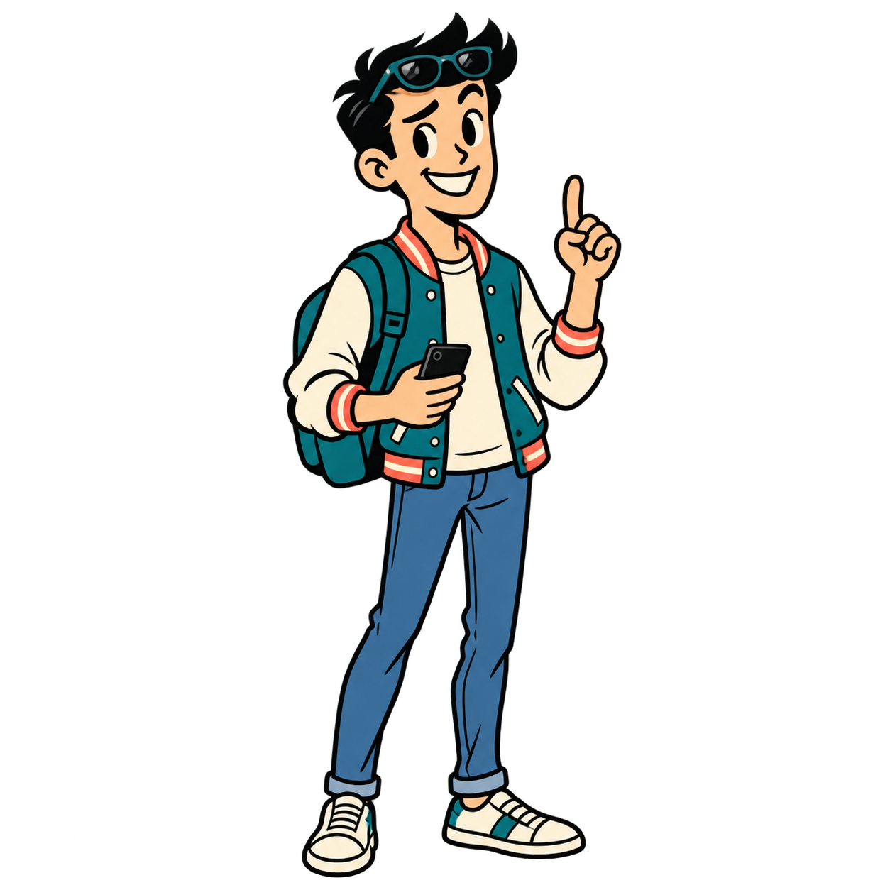 Hustle Sim's illustrated character in a fresh outfit